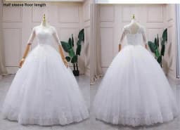Luxury Full Sleeve Wedding Dress White New Sexy V-neck Bride Dress With Train Ball Gown Princess Classic Wedding Gown Customized