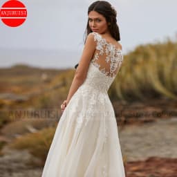 Elegant Lace Appliques Wedding Gown For Women 2026 V Neck A Line Tulle Boho Wedding Dress Party Bride Gown Vestido De Noiva