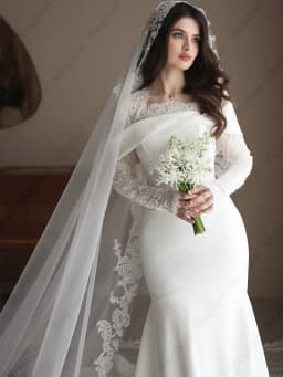 Fashion Mermaid Wedding Dresses O Neck Long Sleeve Satin Bride Dress for Women Vestido De Novia Garden Bridal Gown Customized