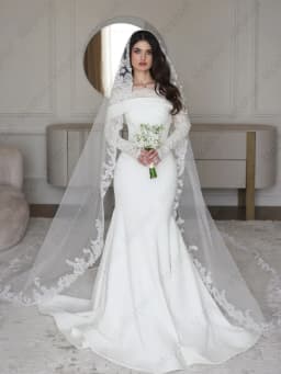 Fashion Mermaid Wedding Dresses O Neck Long Sleeve Satin Bride Dress for Women Vestido De Novia Garden Bridal Gown Customized