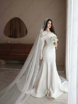 Fashion Mermaid Wedding Dresses O Neck Long Sleeve Satin Bride Dress for Women Vestido De Novia Garden Bridal Gown Customized