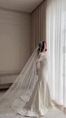 Fashion Mermaid Wedding Dresses O Neck Long Sleeve Satin Bride Dress for Women Vestido De Novia Garden Bridal Gown Customized