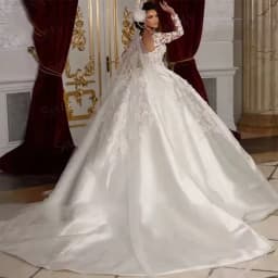 Long Sleeves Wedding Dress Embroidery Lace Robe De Mariée Princess Ball Gown Customized Bride Dress Vestidos De Novia