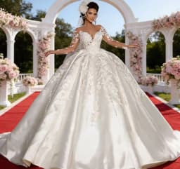 Long Sleeves Wedding Dress Embroidery Lace Robe De Mariée Princess Ball Gown Customized Bride Dress Vestidos De Novia