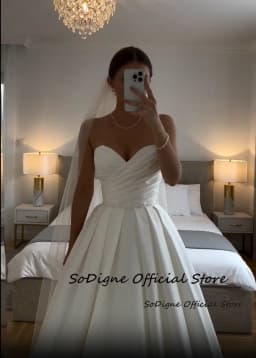 SoDigne A-line Satin Wedding Dresses Sleeveless Off Shoulder Bridal Dress Long Simple Wedding Gown Robe De Mairee Customized