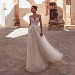 QICHE Elegant Lace Appliqued A-Line Wedding Dresses Women Cap Sleeves O-Neck Open Back Pleat Tulle Vestidos De Novia Customized