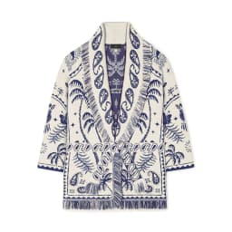 Women's Boho Print Knit Cardigan Top Fringe Trim Belted Long Sleeve Sweater Lace-up Coat 2025 New High Street Outerwear Outfit