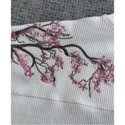 Deeptown White Cherry Blossom Embroidery Man Women T-Shirts Long Sleeve Oversized Waffle Tees Basic Harajuku Casual Streetwear