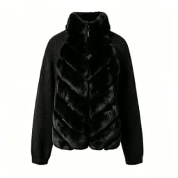 Patchwork Faux Fur Cardigan Women's Stand Collar Zipper Long Sleeve Fluffy Coat High Street Fashion Autumn Winter 2026 Sweater
