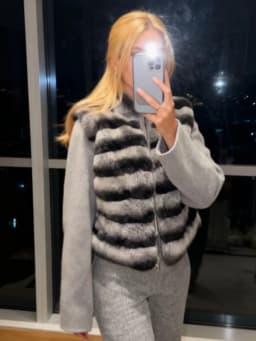 Patchwork Faux Fur Cardigan Women's Stand Collar Zipper Long Sleeve Fluffy Coat High Street Fashion Autumn Winter 2026 Sweater