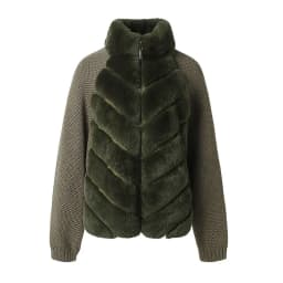 Patchwork Faux Fur Cardigan Women's Stand Collar Zipper Long Sleeve Fluffy Coat High Street Fashion Autumn Winter 2026 Sweater