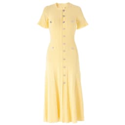 Vintage Cable Knit Midi Dress Button Front Ruffled Short Sleeve Pocket Design Elegant Party Casual Knitted Dress