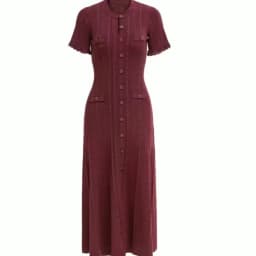 Vintage Cable Knit Midi Dress Button Front Ruffled Short Sleeve Pocket Design Elegant Party Casual Knitted Dress