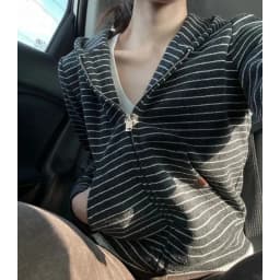 Striped Hooded Sweatshirt Women Long Sleeve Korean Zip Sportswear Spring Fall Loose Casual Harajuku Y2K Preppy Style Coat