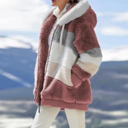 Customizable 2025 New UZZDSS Winter Women Coat Fashion Casual Stitching Plaid Clothes Hooded Zipper Ladies Coat Women Jacket