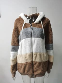 Customizable 2025 New UZZDSS Winter Women Coat Fashion Casual Stitching Plaid Clothes Hooded Zipper Ladies Coat Women Jacket