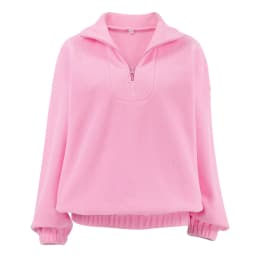 Linad 2025 Street Chic Pink Zipper Sweatshirt Female Spring Casual Long Sleeve Ladies Tops Fashion Loose Berber Fleece Shirt