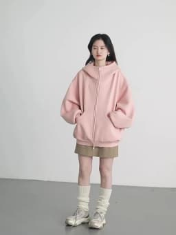 CHIC VEN Women Sweatshirts Loose Casual Hooded Long Sleeves with Plush Sweater Double Zipper Oversize Coat Spring Autumn 2026