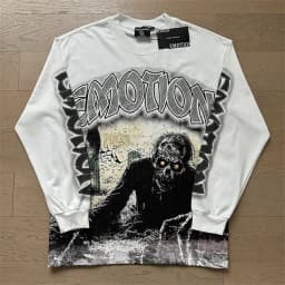 MIXED EMOTION Long Sleeve T-shirt Men Women High Street Full Print 100% Cotton Crewneck Hip Hop Oversized Tops