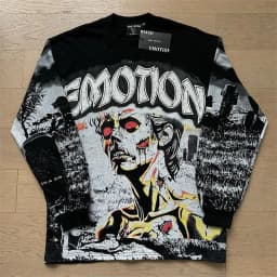MIXED EMOTION Long Sleeve T-shirt Men Women High Street Full Print 100% Cotton Crewneck Hip Hop Oversized Tops