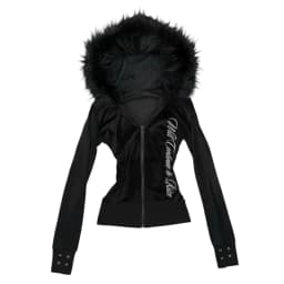 Women's 2025 Gothic Aesthetic Autumn Winter Fur Collar Hoodie Casual Slim Chic Design Cardigan Sweatshirt 2000s Harajuku Clothes