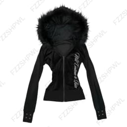 Harajuku Vintage Y2K Women's Hoodie Sexy Slim Fit Chic Casual Striped Cardigan Sweatshirt Grunge Punk Hip Hop Female Streetwear