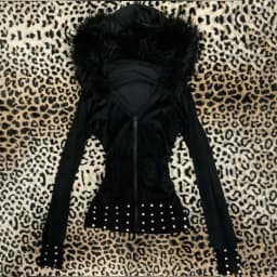 Y2K Harajuku Gothic Women's Hoodie Sexy Slim Chic Suede Fur Collar Letter Print Cardigan Sweatshirt Aesthetic Female Streetwear