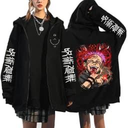 Jujutsu Kaisen Zip Up Hoodies Gojo Satoru Gothic Zippper Jackets Japanese Anime Y2k Sweatshirts Yuji Itadori Harajuku Streetwear