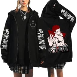 Jujutsu Kaisen Zip Up Hoodies Gojo Satoru Gothic Zippper Jackets Japanese Anime Y2k Sweatshirts Yuji Itadori Harajuku Streetwear