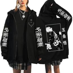 Jujutsu Kaisen Zip Up Hoodies Gojo Satoru Gothic Zippper Jackets Japanese Anime Y2k Sweatshirts Yuji Itadori Harajuku Streetwear