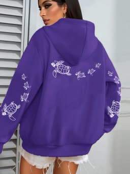 Creative Turtle Swimming Prints Women Clothing Hoodie Warm Sport Tops All-Match Comfortable Sportswears Soft Trendy Clothes