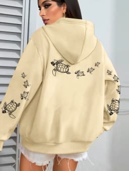 Creative Turtle Swimming Prints Women Clothing Hoodie Warm Sport Tops All-Match Comfortable Sportswears Soft Trendy Clothes