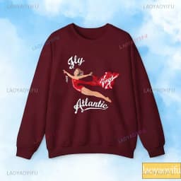 Fly Atlantic Princess Diana Sweatshirt Retro 80s Sporty Crewneck Winter Clothes Women Aesthetic Sweaters Casual Long Sleeve Tops