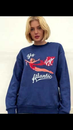 Fly Atlantic Princess Diana Sweatshirt Retro 80s Sporty Crewneck Winter Clothes Women Aesthetic Sweaters Casual Long Sleeve Tops