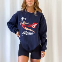 Fly Atlantic Princess Diana Sweatshirt Retro 80s Sporty Crewneck Winter Clothes Women Aesthetic Sweaters Casual Long Sleeve Tops