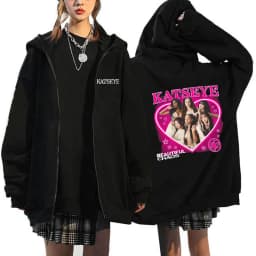 Women Men Katseye Funny Print Zip Up Hoodies Women's Graphic Gothic Y2k Zipper Sweatshirts Fashion Vintage Streetwear Clothes