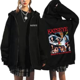 Women Men Katseye Funny Print Zip Up Hoodies Women's Graphic Gothic Y2k Zipper Sweatshirts Fashion Vintage Streetwear Clothes