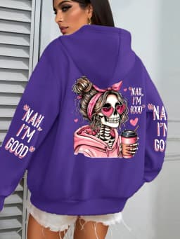 I'm Good Coffee Skull Funny Printing Womens Hoodie Loose Jogging Pullovers Fleece Autumn Sportswear Casual Y2K Unisex Hoody