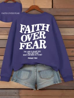 Casual Women's Hoodies Faith Over Fear Letter Printing Sweatshirts Fleece Warm Comfortable Pocket Pullovers Autumn Streetwear