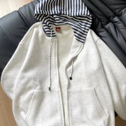 2000S American Vintage Striped Loose Long Sleeve Hooded Sweatshirt Y2k Subculture Casual Zip Up Hooded Cardigan Harajuku Coats
