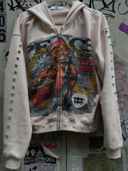 Y2k Aesthetic Pattern Print Sweatshirt Vintage Punk Gothic Couple Sweatshirt Emo Graffiti Print Pearl Design Hoodie 2000s
