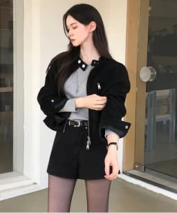 Retro Style Motorcycle Jacket Women's Loose Fit Zipper Pocket Stand Collar Short Coat Casual Outerwear for All Seasons