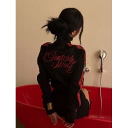 Afashion Street Style American Collar Hoodie Women's Autumn Winter Slim Fit Striped Patchwork Visual Jacket Coat Ladies Fashion