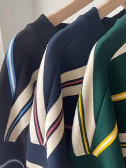 Loose Fit Long Sleeve Pure Cotton Sweatshirt Korean Style Comfortable round Neck Stripe Pattern Simple Elegant Vintage Hoodie