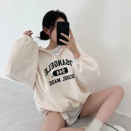 Women's Zipper Hoodie Sweatshirt Thickened Fleece Autumn Winter Outerwear Loose plus Size Korean Style Fashionable Streetwear