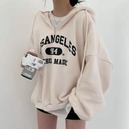 Women's Zipper Hoodie Sweatshirt Thickened Fleece Autumn Winter Outerwear Loose plus Size Korean Style Fashionable Streetwear