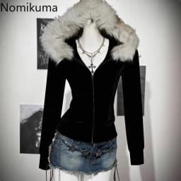 Plush Hooded Top Casual Hoodies Jackets Women Clothing 2025 Y2k Tops Streetwear Fashion Sweatshirts Tunic Zipper Hoodie Coat