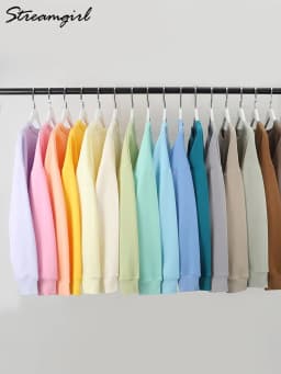 Oversized Sweatshirt Green Mint Women Basic Long Sleeve Tops Boyfriend Pink Loose Pullovers Women Sweatshirts No Hood Cotton