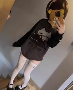 Kawaii Cartoon Print Sweatshirt Women Patchwork Sweet Cute Japanese Cotton Hoodies Grunge Sudaderas Y2k Aesthetic Moletom Tops