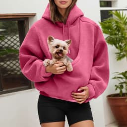 Cat Lovers Hoodie For Women Kangaroo Dog Pet Holder Carrier Big Pocket Fleece Pullovers Animal Pouch Hooded Sweatshirt Tops